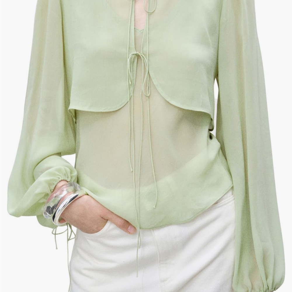 Mango Bohemian Green Blouse